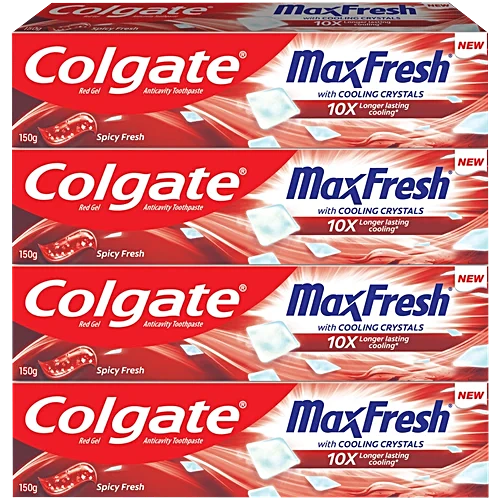 Colgate Toothpaste - Maxfresh Spicy Red, Gel, 4x150 g Multipack