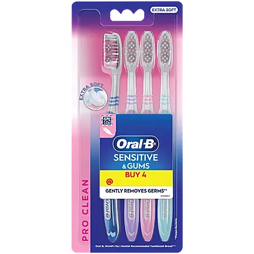 Oral-B Sensitive & Gums Pro Clean Tooth Brush, 4 pcs