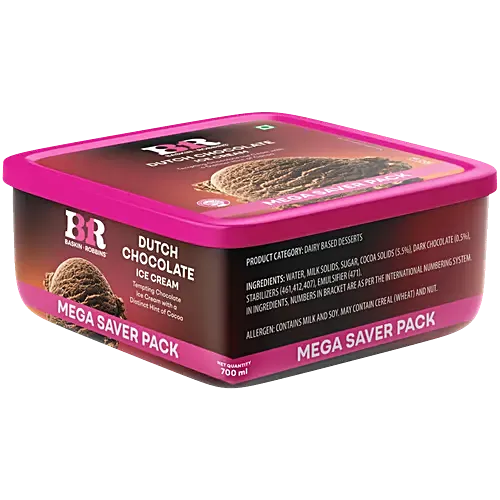 Baskin Robbins Ice Cream - Dutch Chocolate, Mega Saver Pack, 700 ml