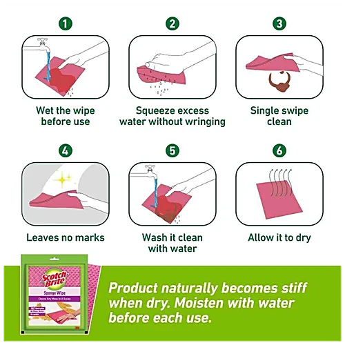 Scotch Brite Sponge Wipes, 5 pcs