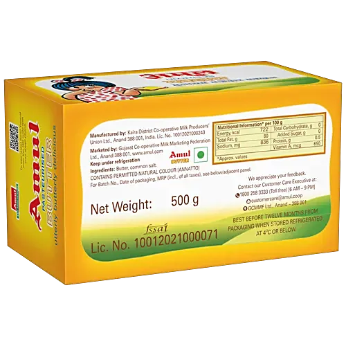 Amul Butter - Pasteurized, 2x500 g Multipack