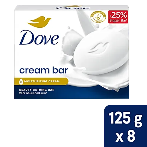 Dove Moisturizing Cream Bar, 125 g (Pack of 8)