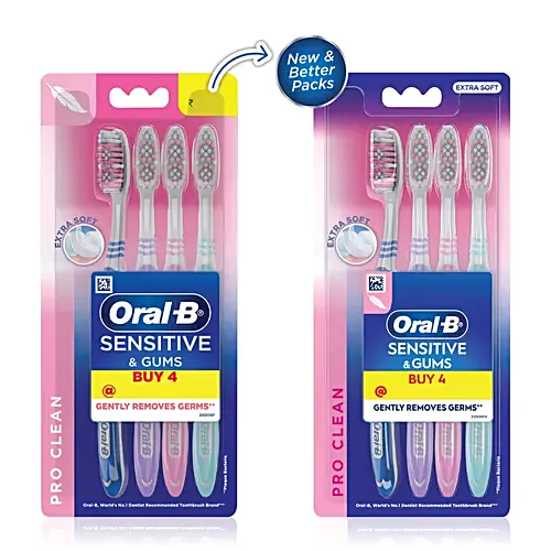 Oral-B Sensitive & Gums Pro Clean Tooth Brush, 4 pcs