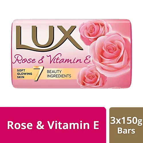 Lux Rose & Vitamin E Soap, 150 g (Pack of 3)